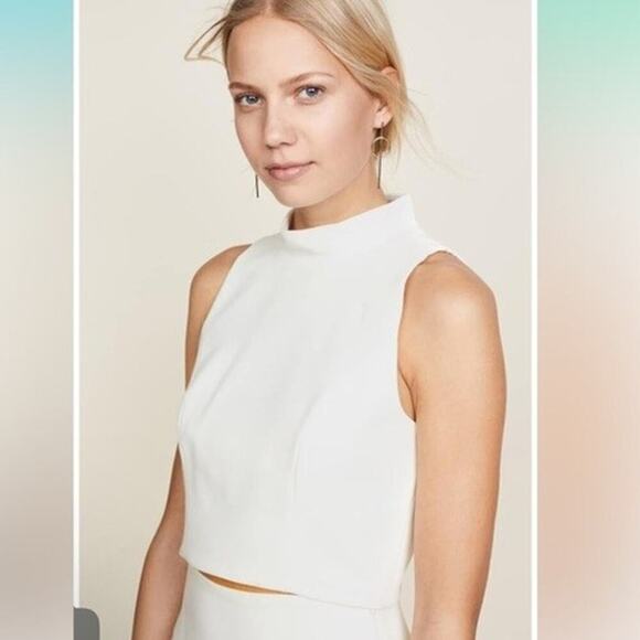 Black Halo Tops - Black Halo Porcelain Juma Suit Top Only Sleeveless Cropped Mock Neck (8)